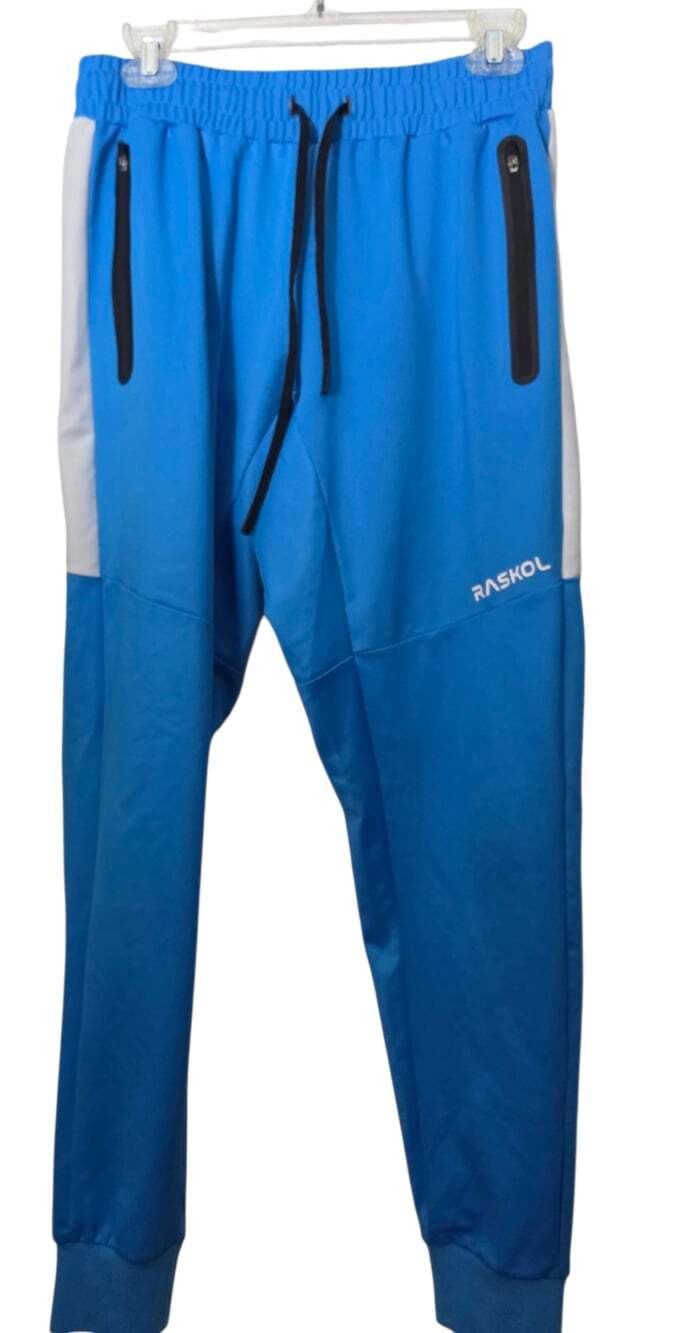 Raskol Mens Performance Joggers 2.0 Blue/White Gym Track Pants Sz M